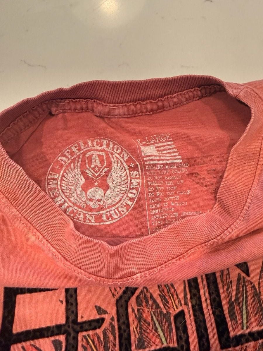 Affliction American Customs Live Fast T-Shirt Size X-Large Red 3