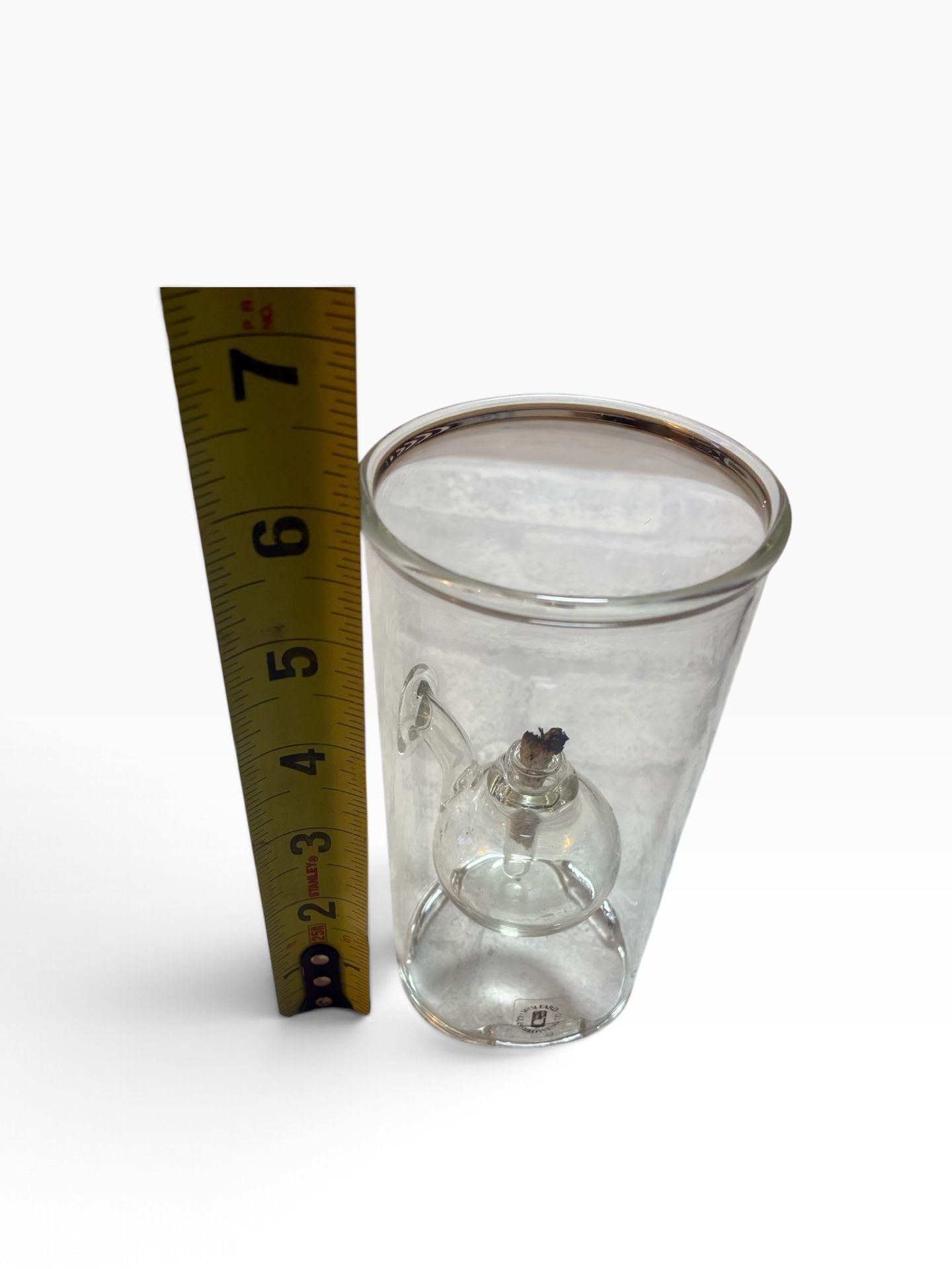Wolfard Glassblowing Co. Hand Blown Glass Oil Lamp Clear 8