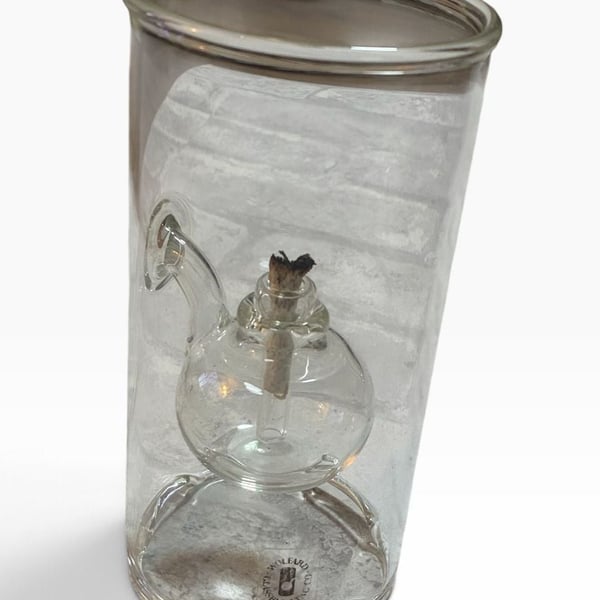 Wolfard Glassblowing Co. Hand Blown Glass Oil Lamp Clear