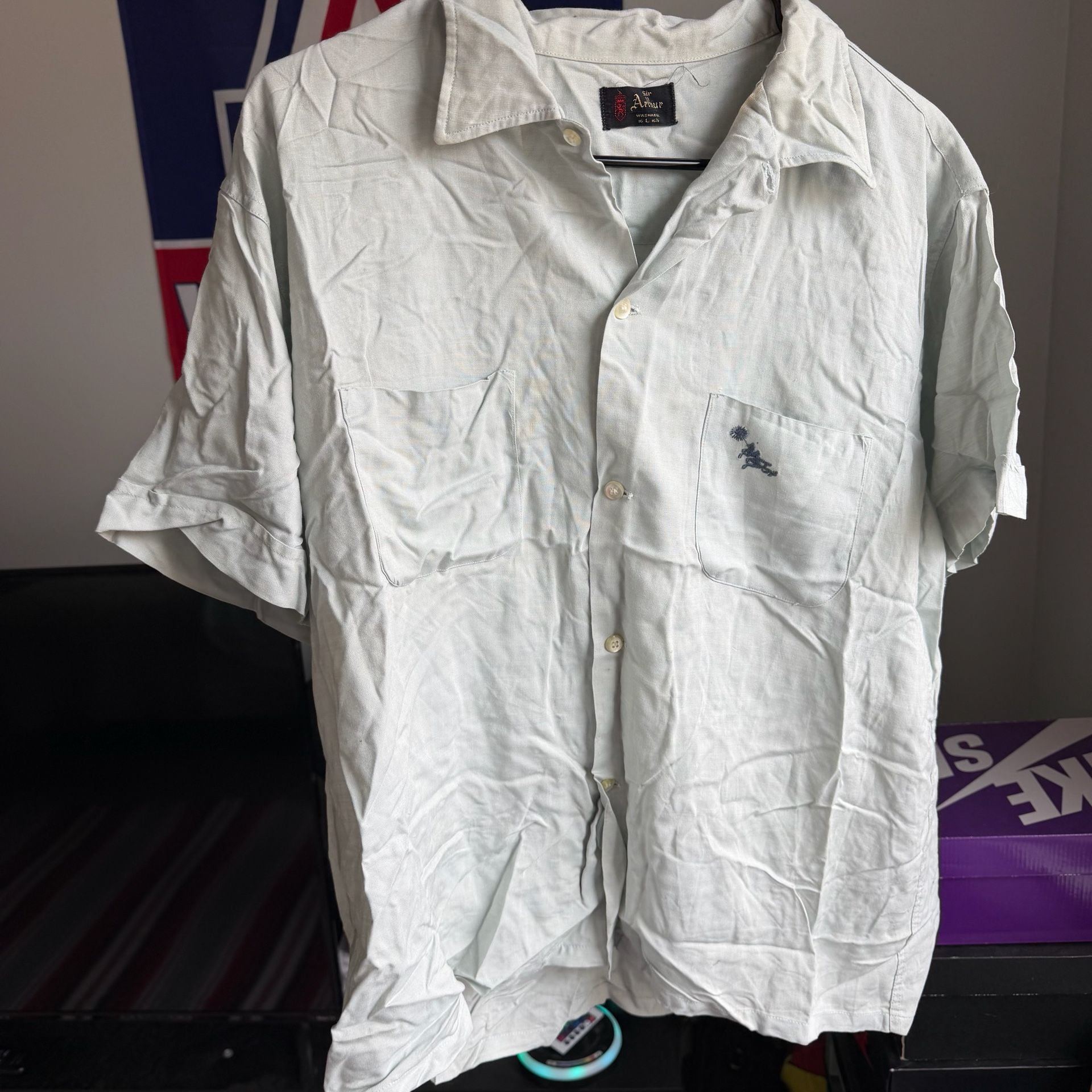 Rare 50s Sir Arthur Distressed Rayon Shirt Sz L 3