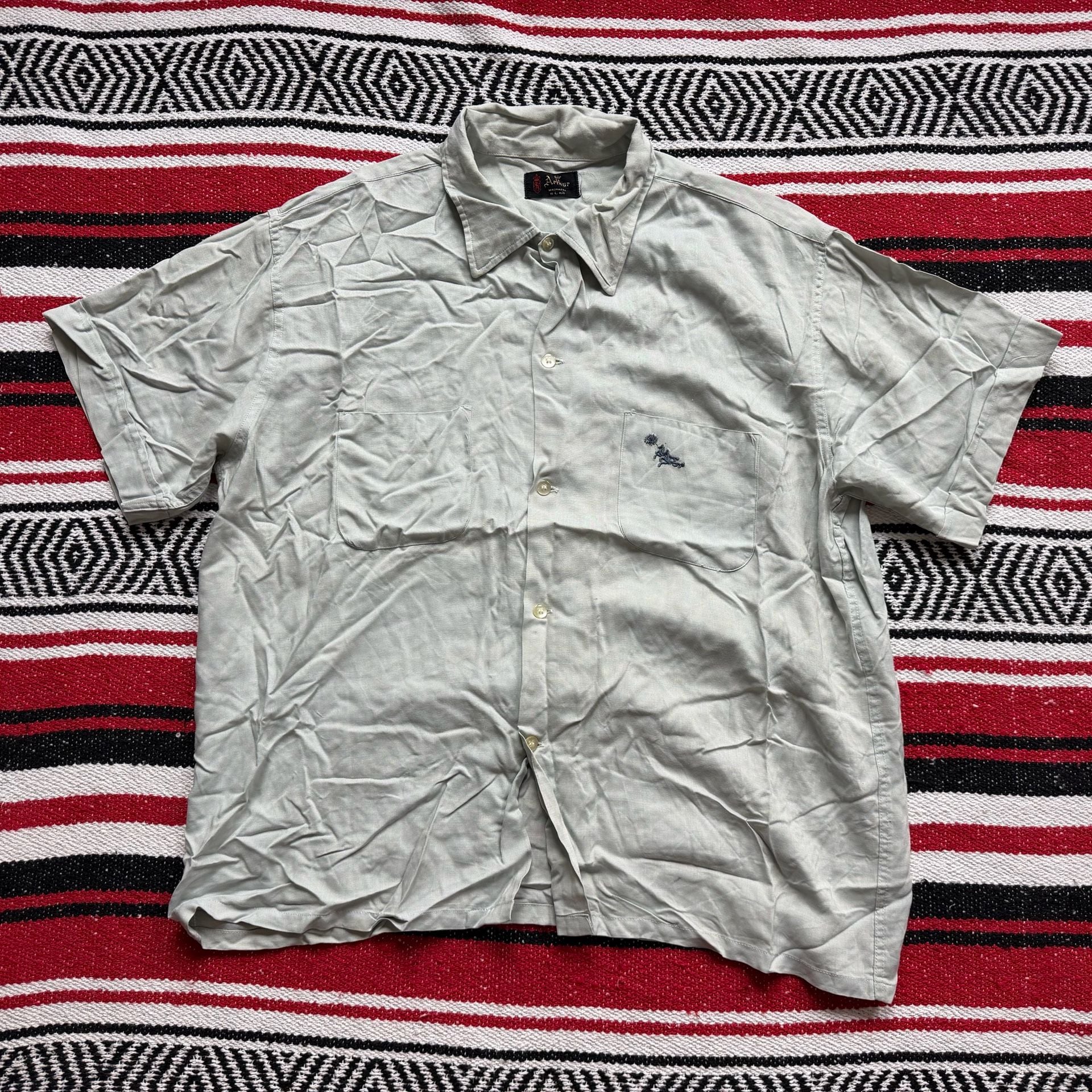 Rare 50s Sir Arthur Distressed Rayon Shirt Sz L 5