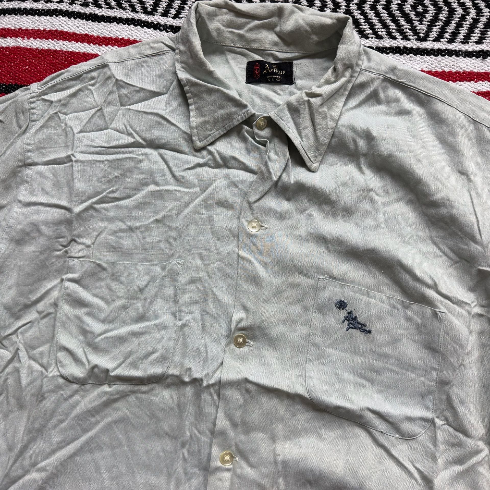 Rare 50s Sir Arthur Distressed Rayon Shirt Sz L 7