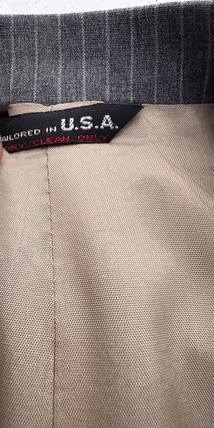 Vintage Pinstripe Grey Suit Jacket Blazer 8
