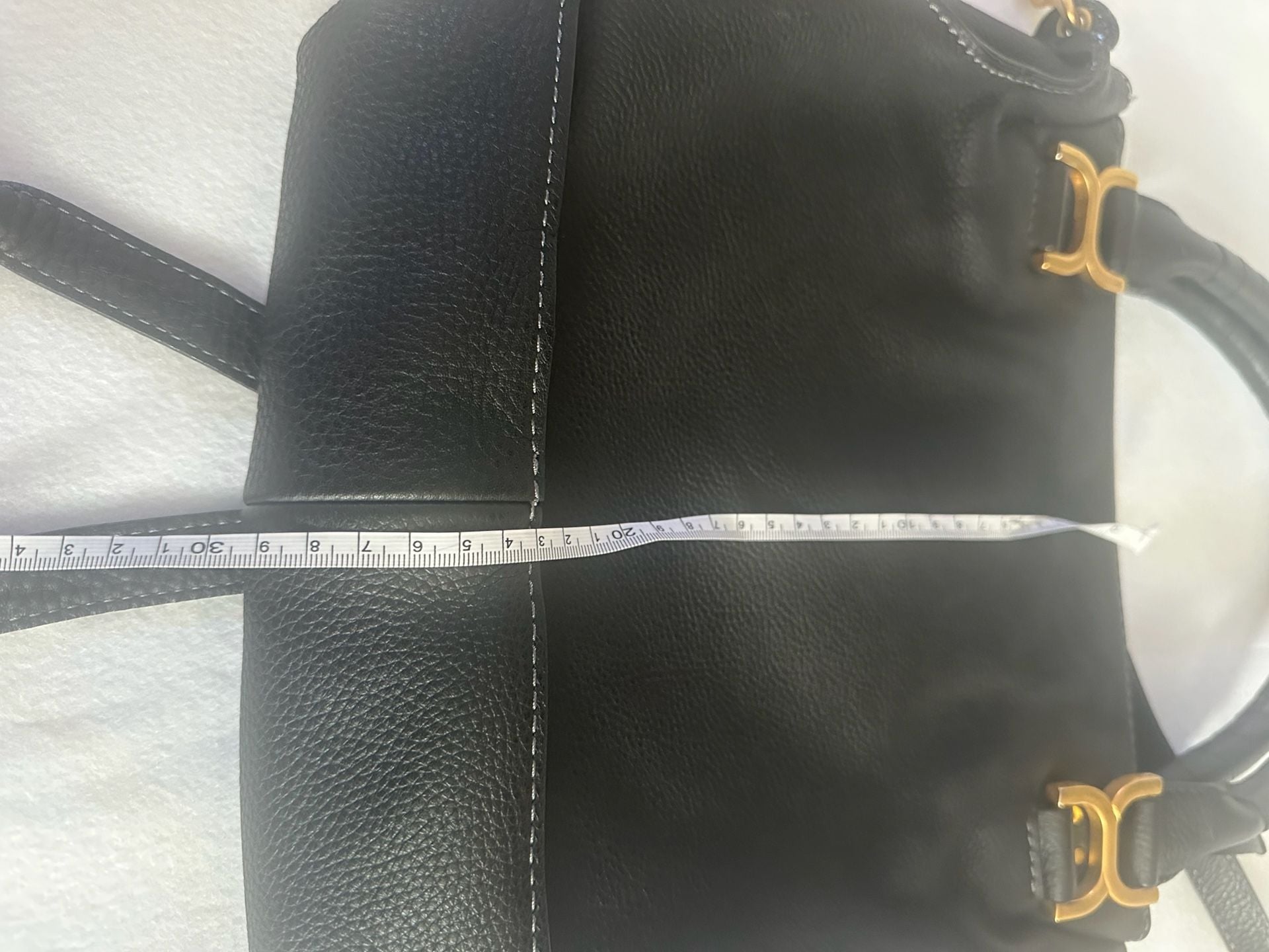 Chloe Marcie Satchel Bag Black Grained Leather 5