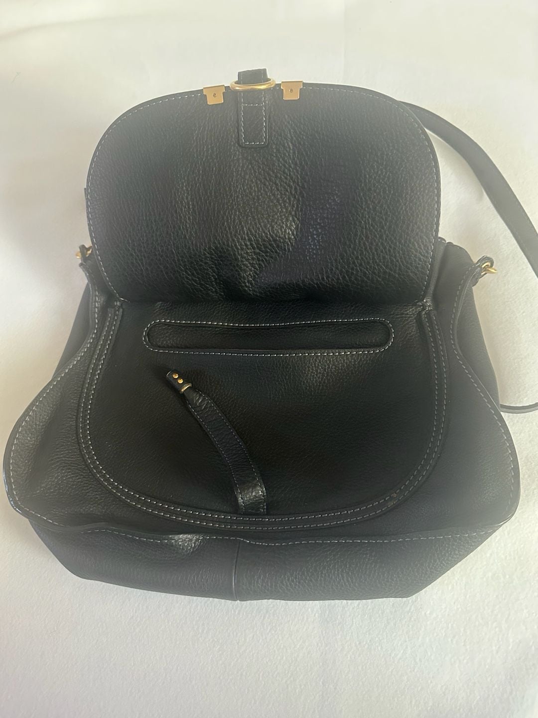Chloe Marcie Satchel Bag Black Grained Leather 7