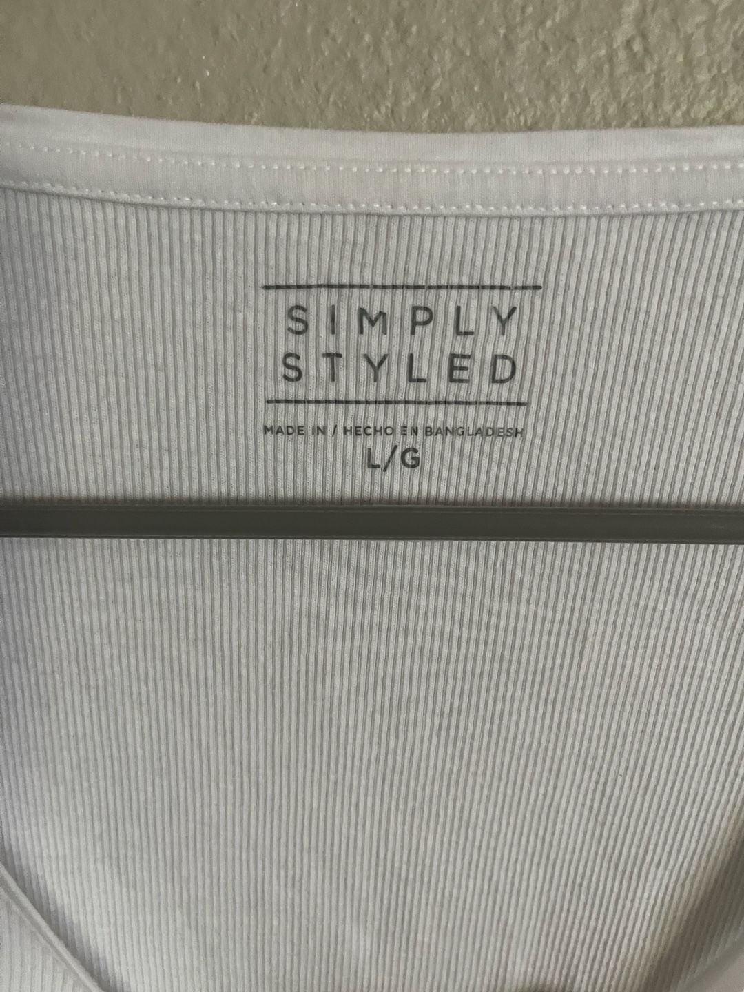 Simply Styled Long Sleeve Henley Shirt Size L White Ribbed Button Front 4