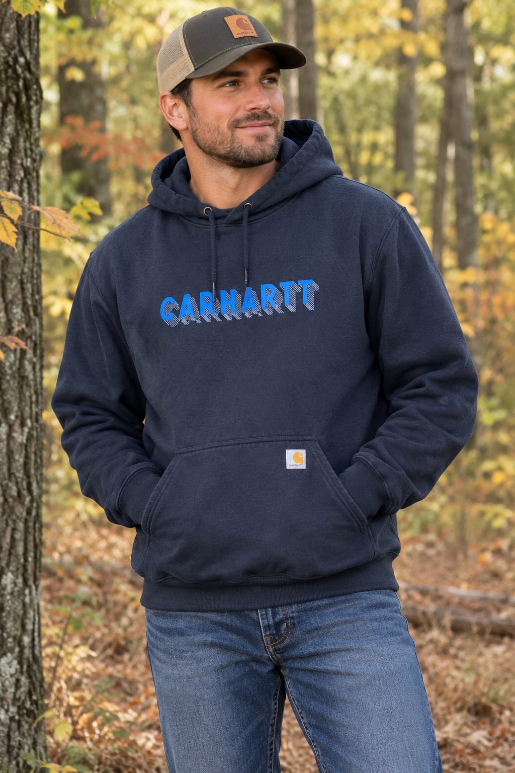 Carhartt Rain Defender Sweatshirt Loose Fit New Navy Blue 105944 Men’s XL 2
