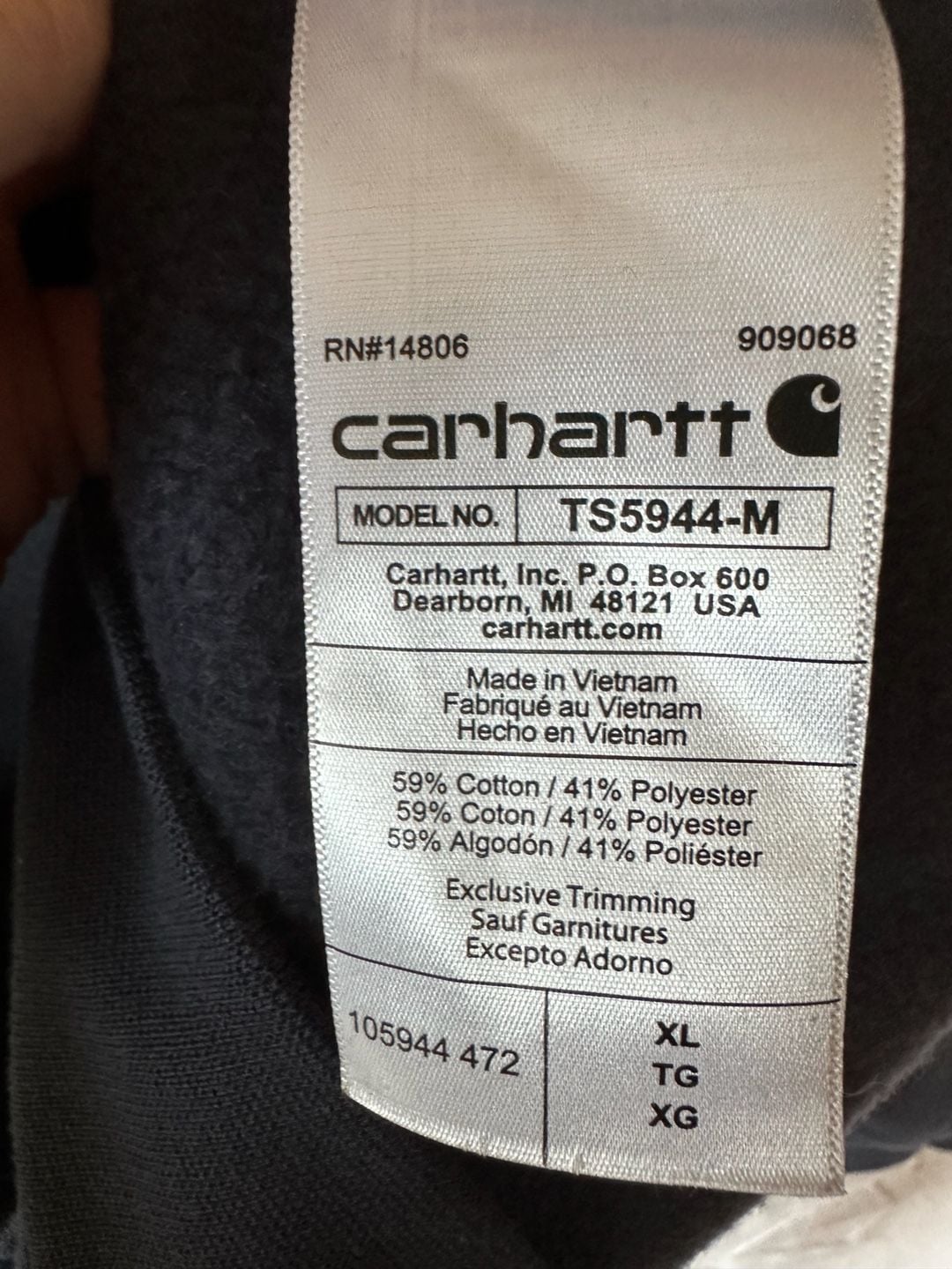 Carhartt Rain Defender Sweatshirt Loose Fit New Navy Blue 105944 Men’s XL 6