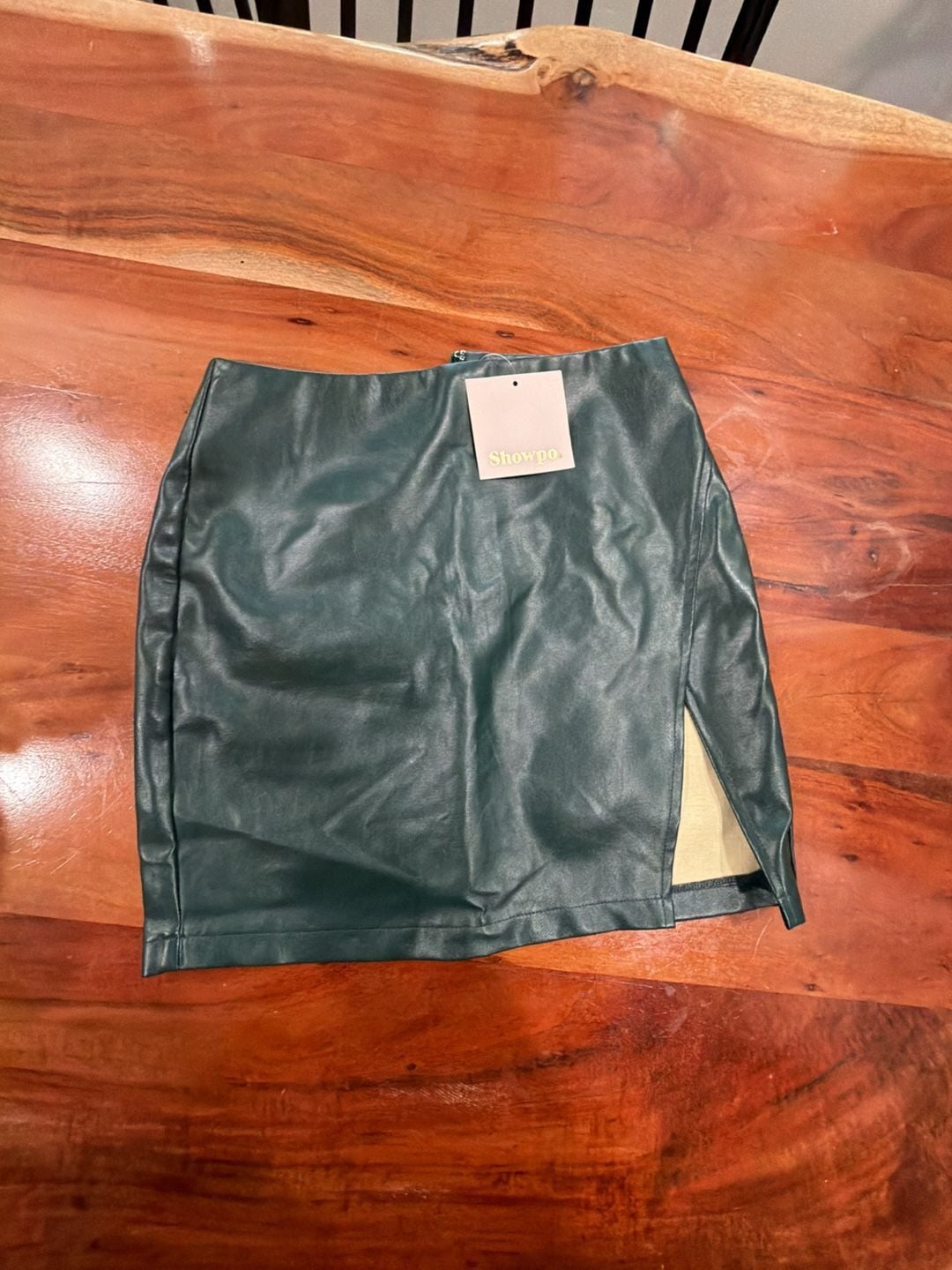 Showpo. In The Name Of Love Skirt Size US 4 Green Faux Leather 2