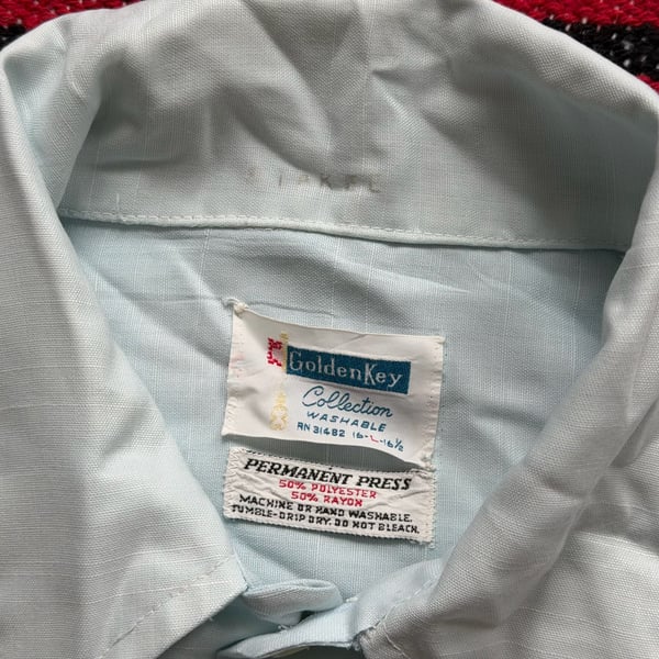 60s Golden Key Rayon Button Shirt Sz L 