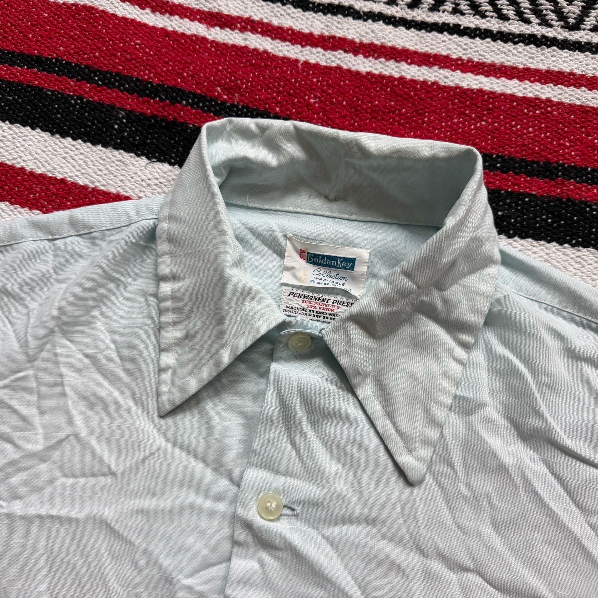 60s Golden Key Rayon Button Shirt Sz L 5