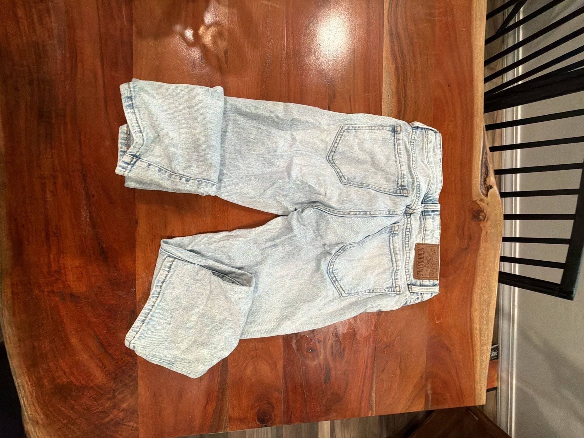 Aeropostale Mid Rise Ankle Straight Jeans Size 0R Light Wash Distressed 5