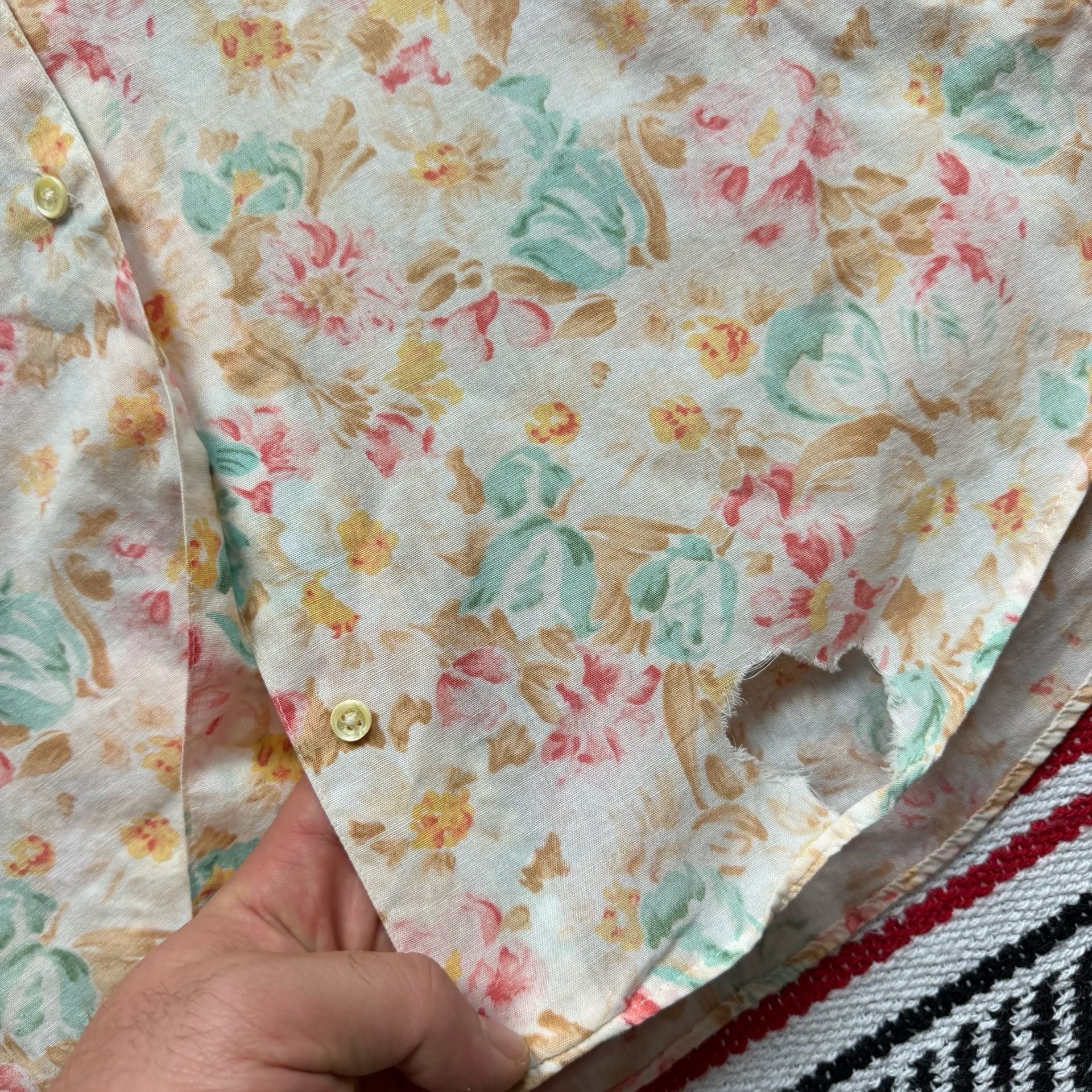Rare Vintage Women’s LL Bean Loop Collar Floral Resort Shirt  9