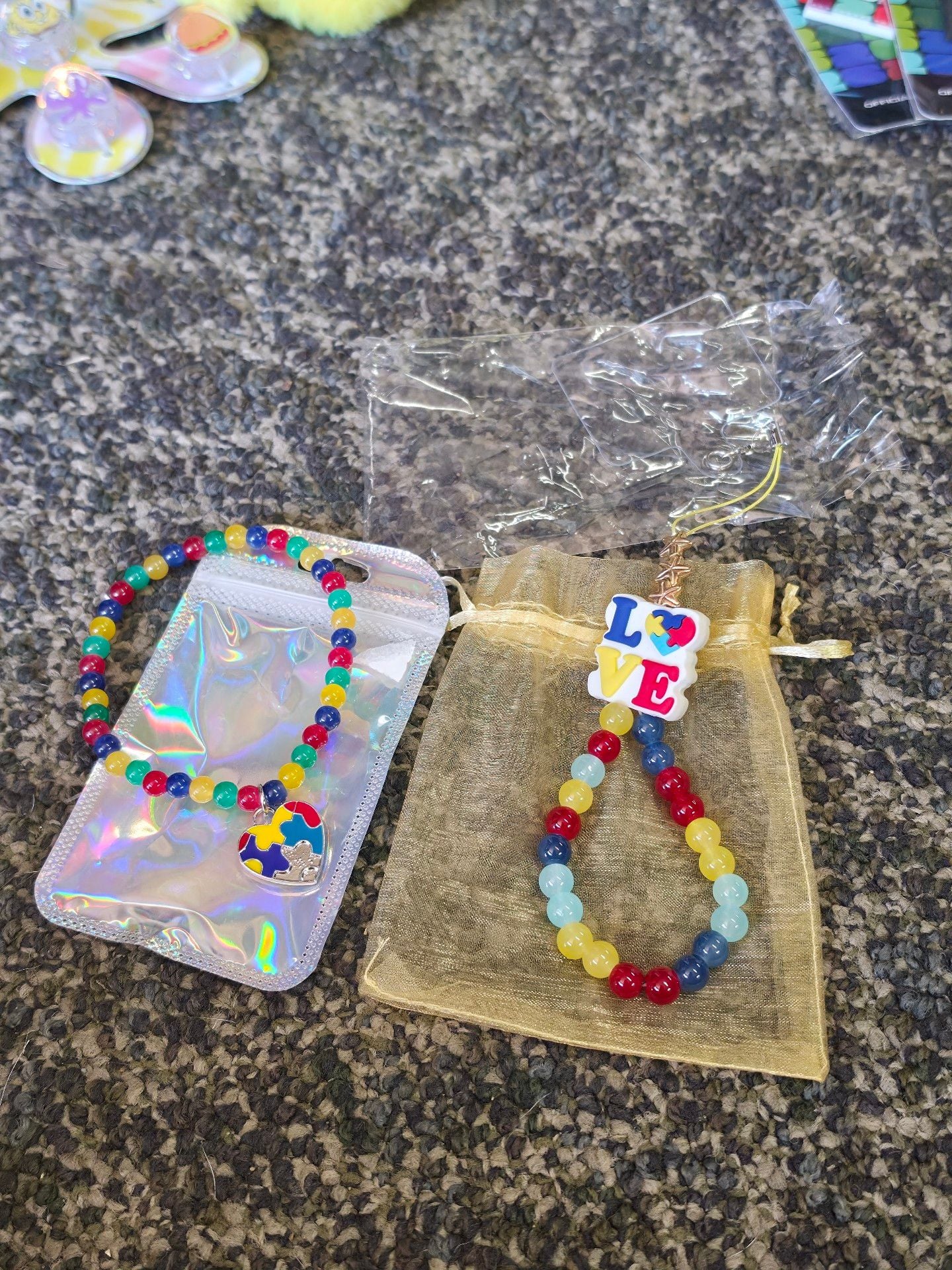 Autism Awareness Puzzle Piece Bracelet And Phone Charm 1