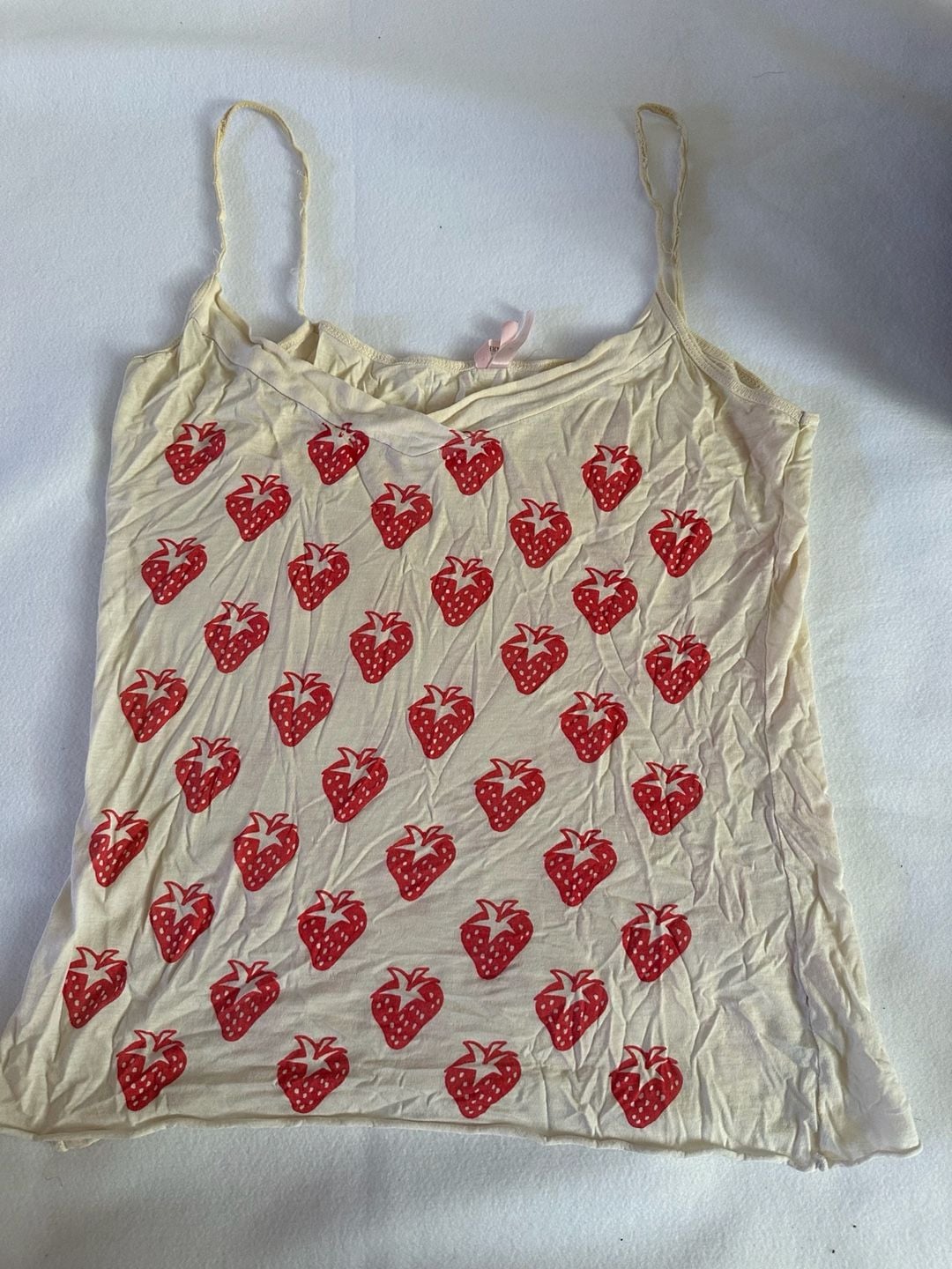 Sparkle & Fade Strawberry Print Cami Size L Yellow Spaghetti Strap Tank 2