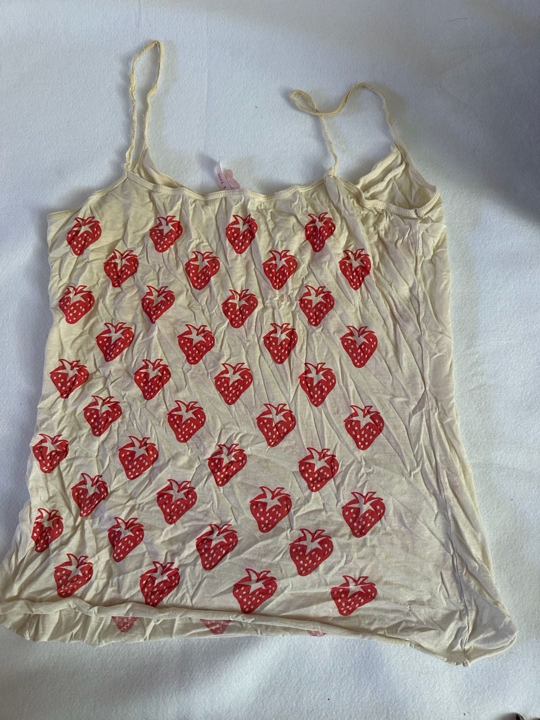 Sparkle & Fade Strawberry Print Cami Size L Yellow Spaghetti Strap Tank 3