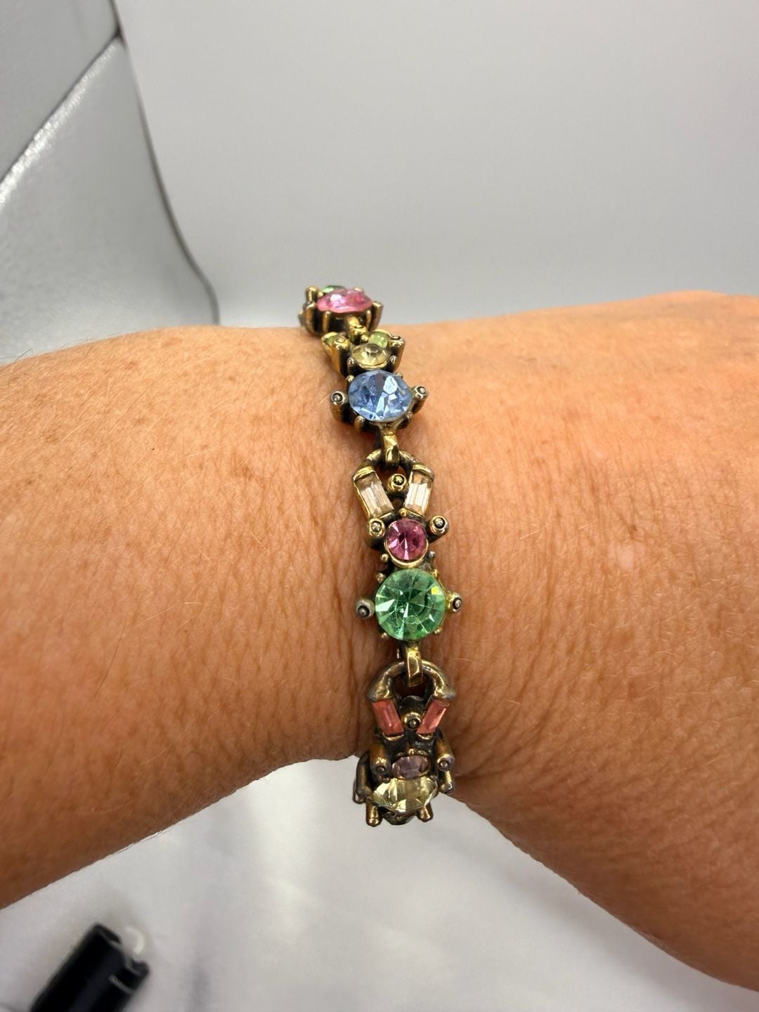 Hollycraft Multi Color Crystal Bracelet Size 7.5 Inch as is read 2