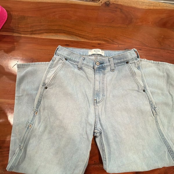 Hollister Baggy Jeans Size W28 L30 Light Wash Denim Carpenter