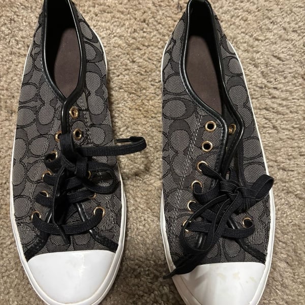 Coach Empire Sneakers Size 9.5B Black Signature Jacquard Canvas
