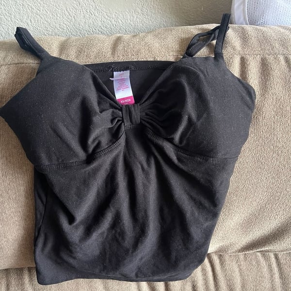No Boundaries Bow Front Cami Top Size XS/XCH Black Padded Cups Soft Knit