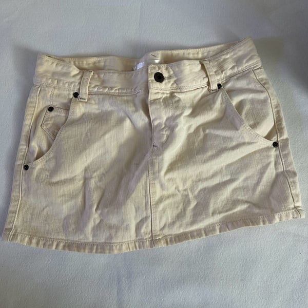 Magix Denim Mini Skirt Size 3 Cream Beige Original Fit