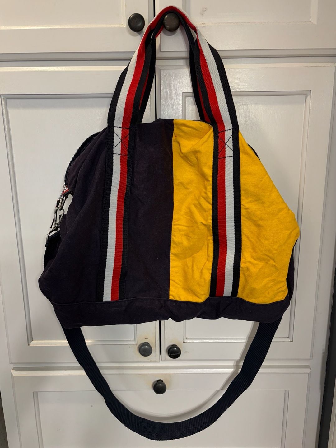 Tommy Hilfiger Colorblock Duffle Bag Navy Yellow Red White Y2K Weekender Gym 8