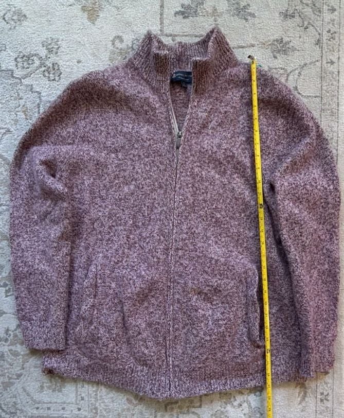 Brooks Brothers Zip Cardigan Size XL Italian Yarn Marled Merino Wool Blend 2