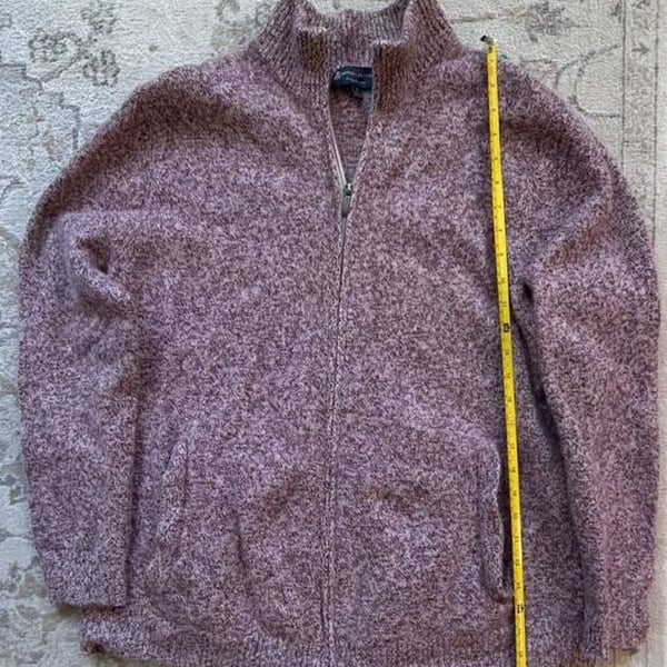 Brooks Brothers Zip Cardigan Size XL Italian Yarn Marled Merino Wool Blend