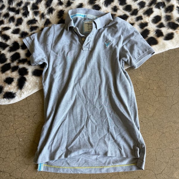 American Eagle Outfitters The Eagle Polo Size S Gray Vintage Fit