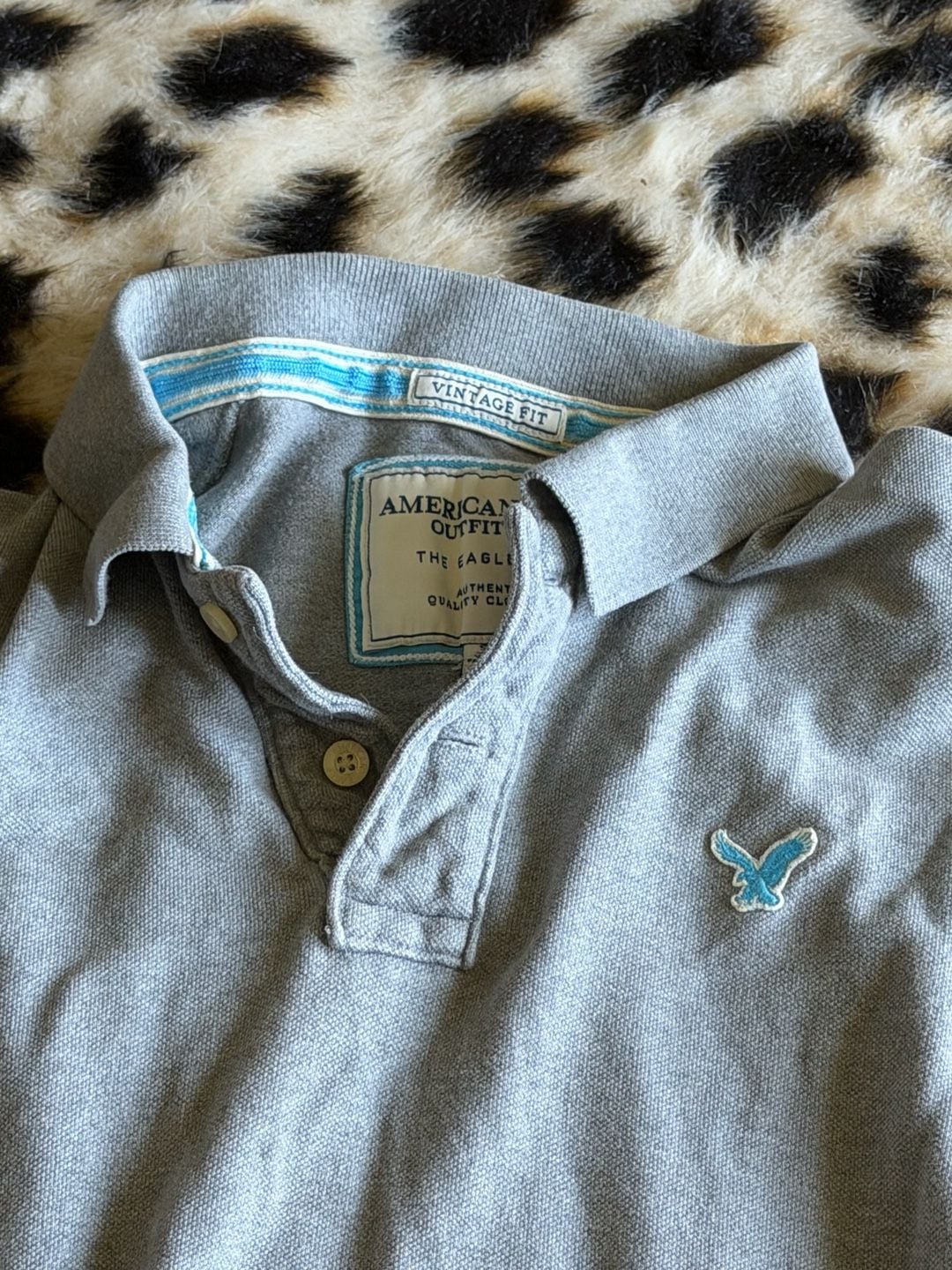 American Eagle Outfitters The Eagle Polo Size S Gray Vintage Fit 3