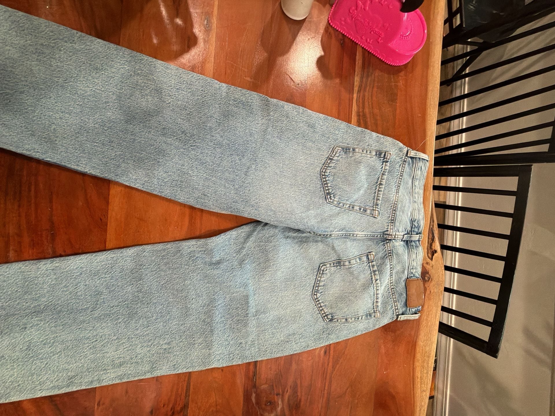 Aeropostale High Rise Baggy Jeans Size 4S Light Wash Distressed 10