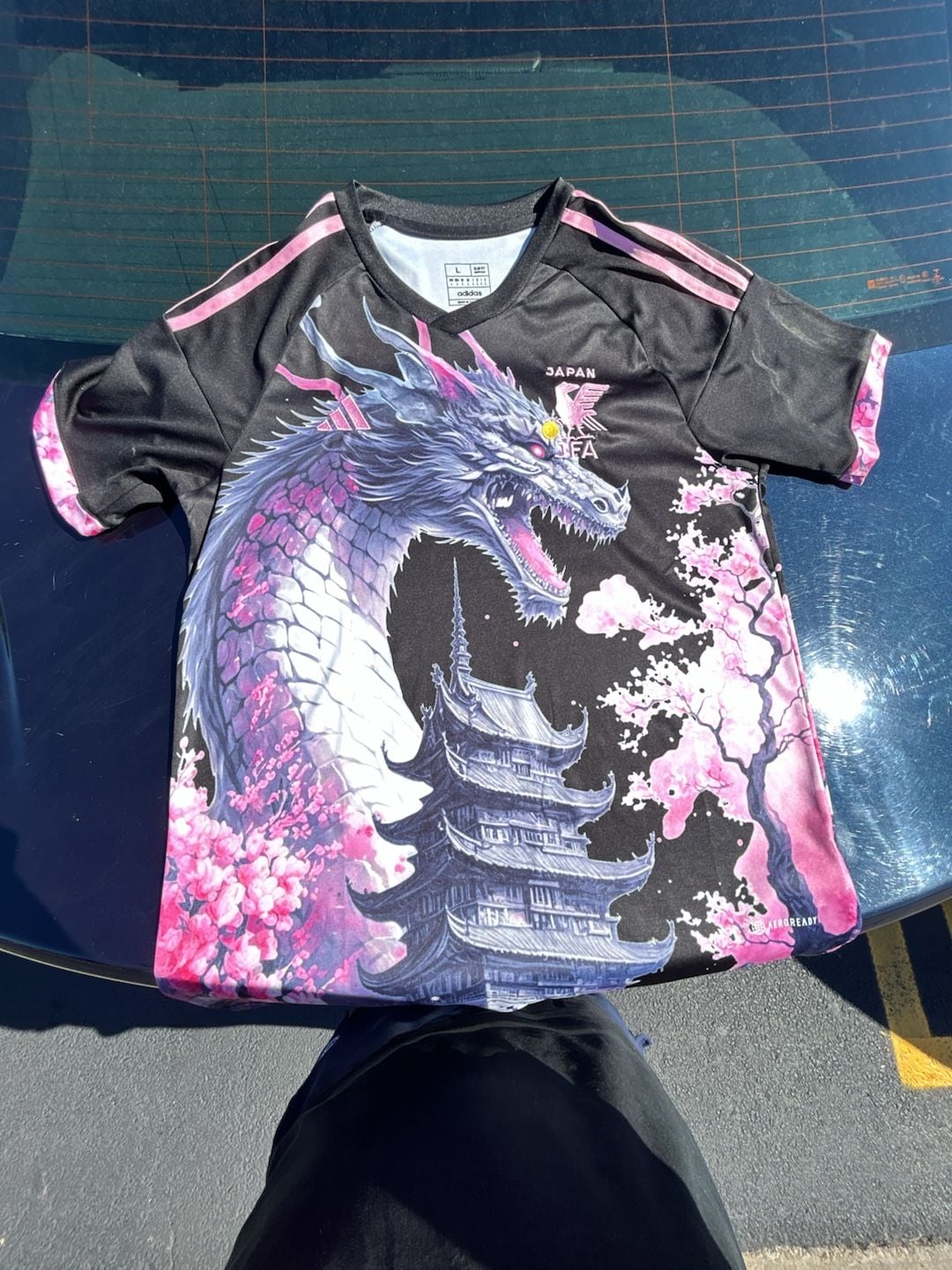 Adidas Japan Sakura Dragon Concept Soccer Jersey Size L Black Pink 2