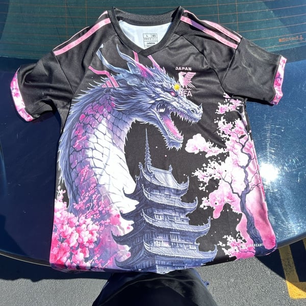 Adidas Japan Sakura Dragon Concept Soccer Jersey Size L Black Pink