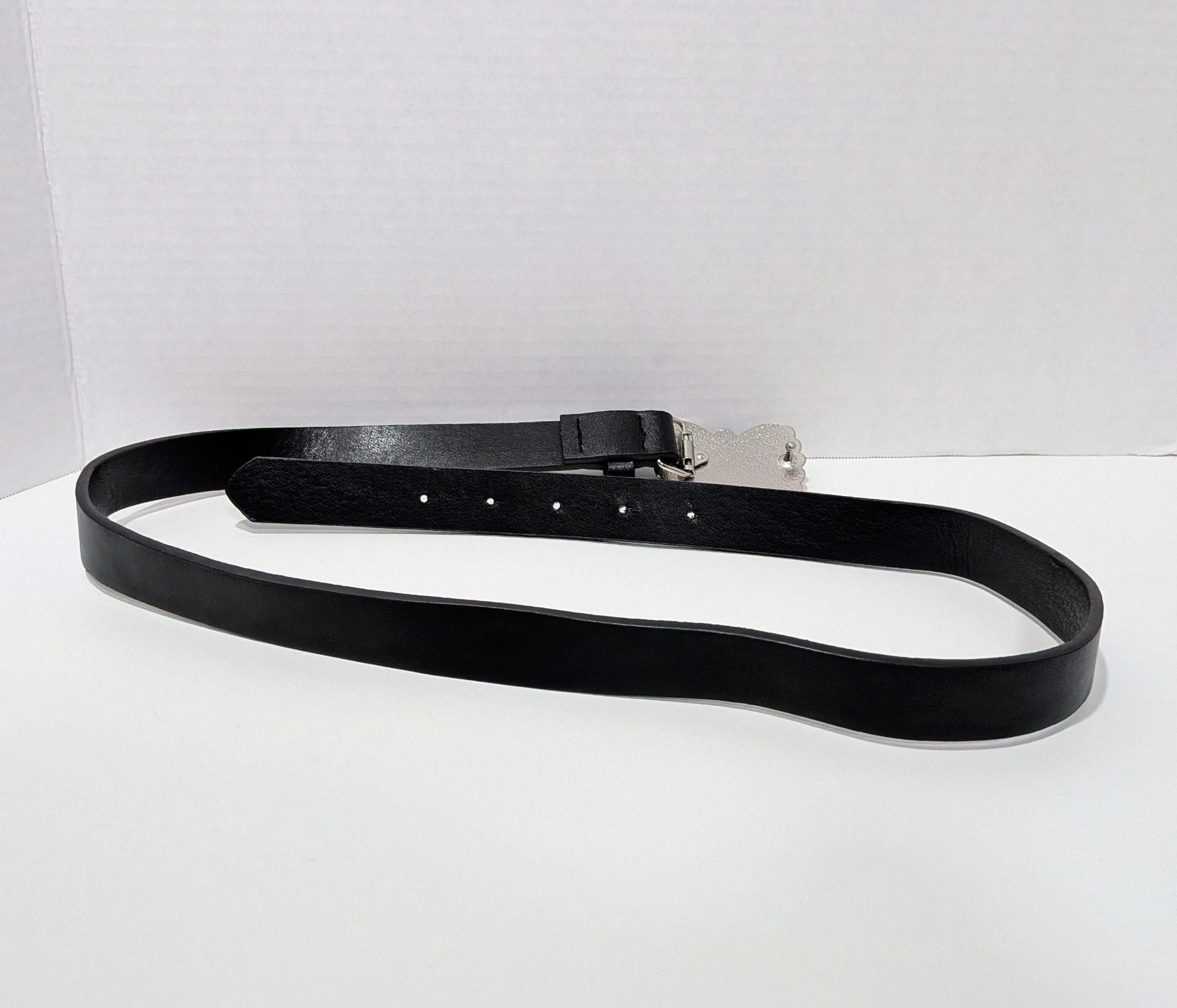 Western Black Belt With Turquoise Butterfly Buckle Size 37 5