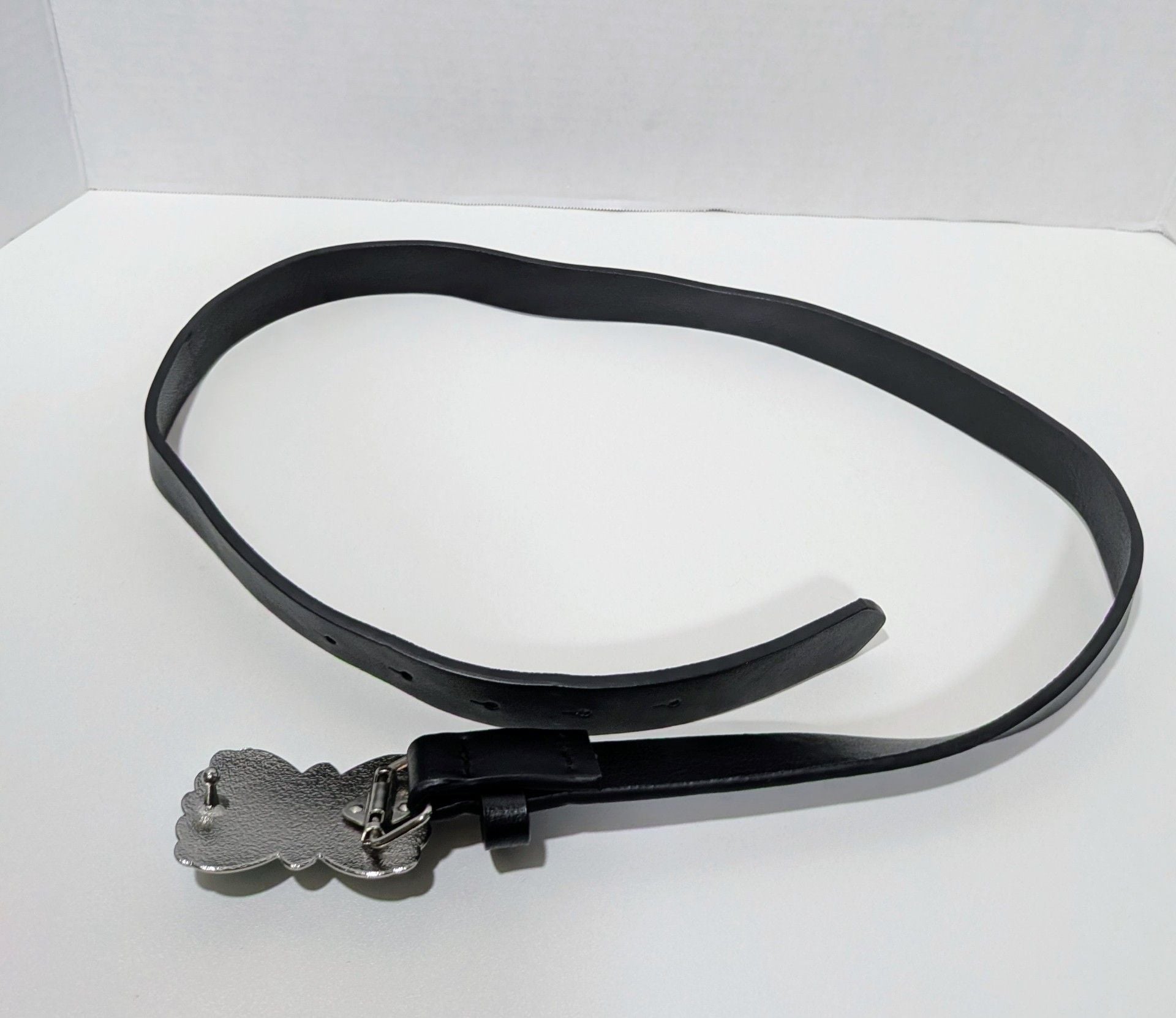 Western Black Belt With Turquoise Butterfly Buckle Size 37 6