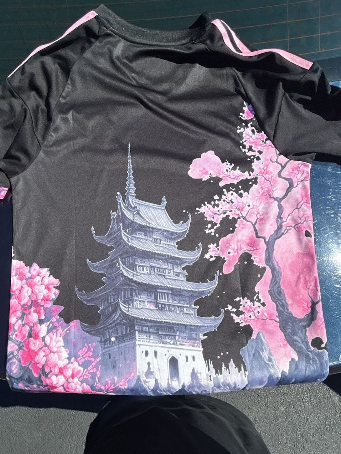 Adidas Japan Sakura Dragon Concept Soccer Jersey Size L Black Pink 4