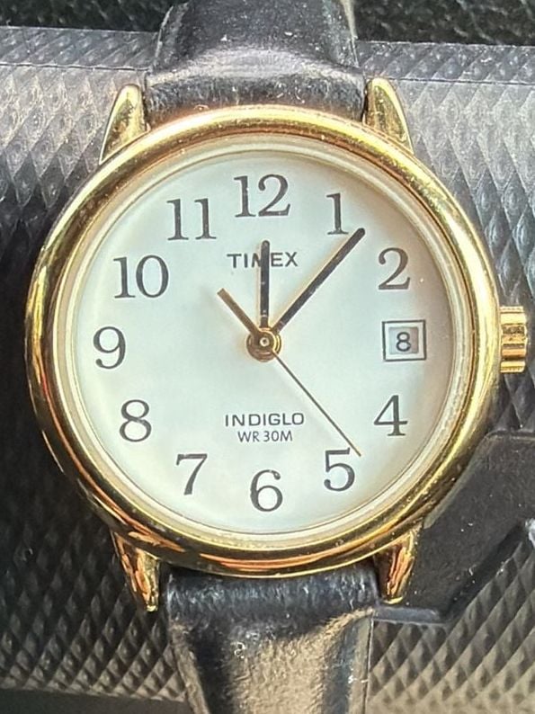 Timex Easy Reader 25Mm Leather Strap Watch T2H341 Gold White 3