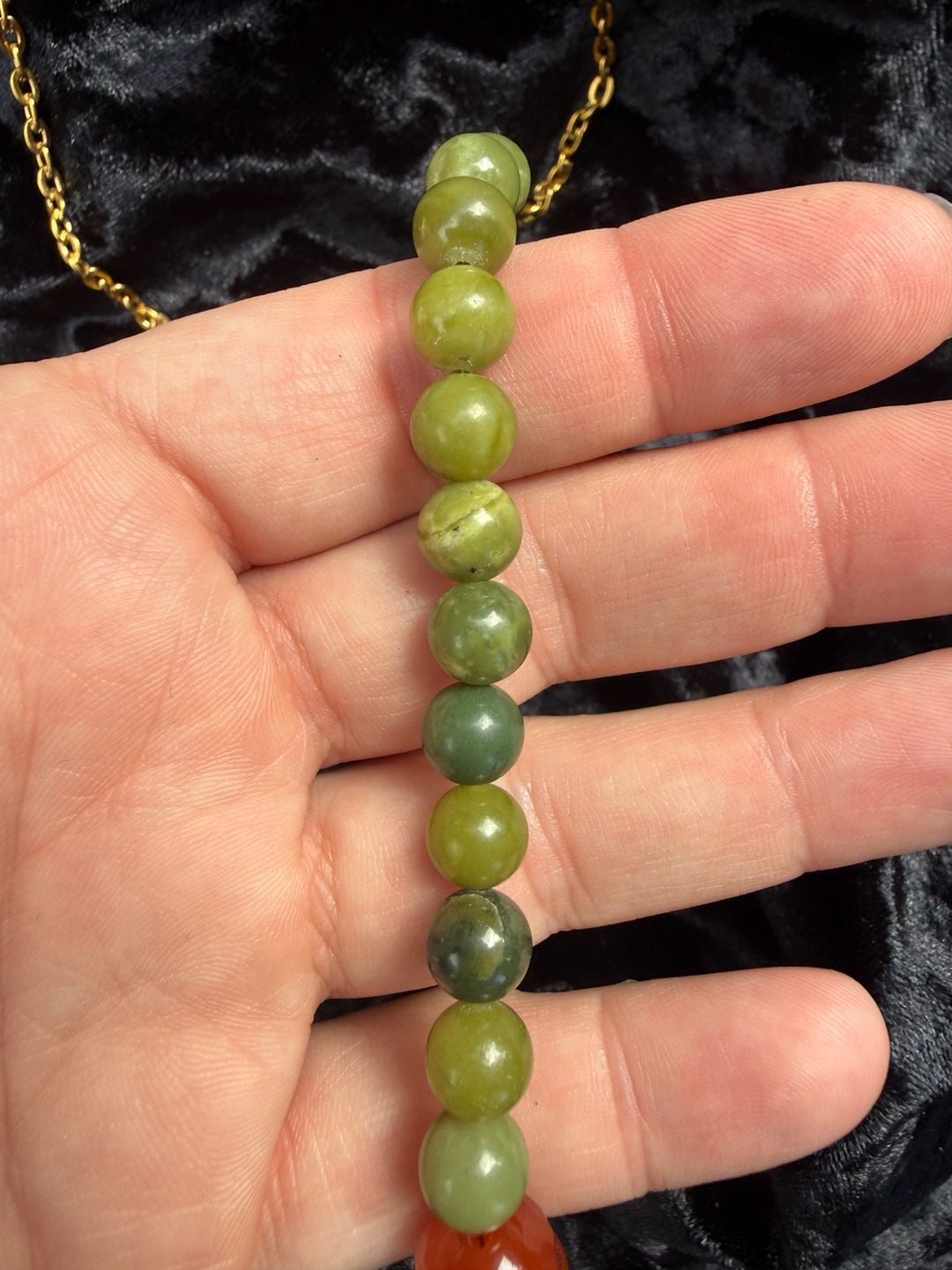 Handmade Autumn Fall Gemstone Beaded Heart Pendant Necklace 5