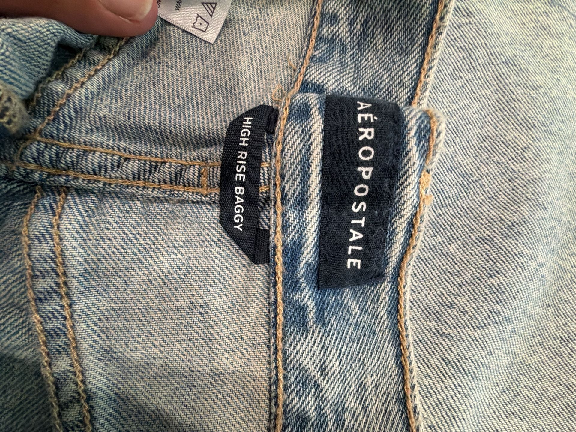 Aeropostale High Rise Baggy Jeans Size 4R Light Wash Non Stretch 5