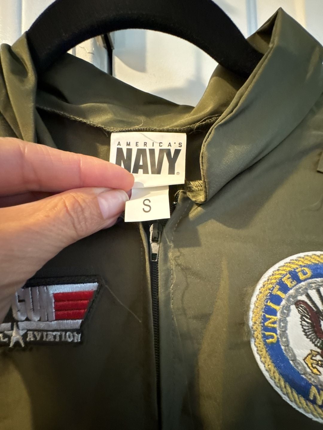 America's Navy Top Gun Flight Suit Size S Green Jumpsuit Costume 6