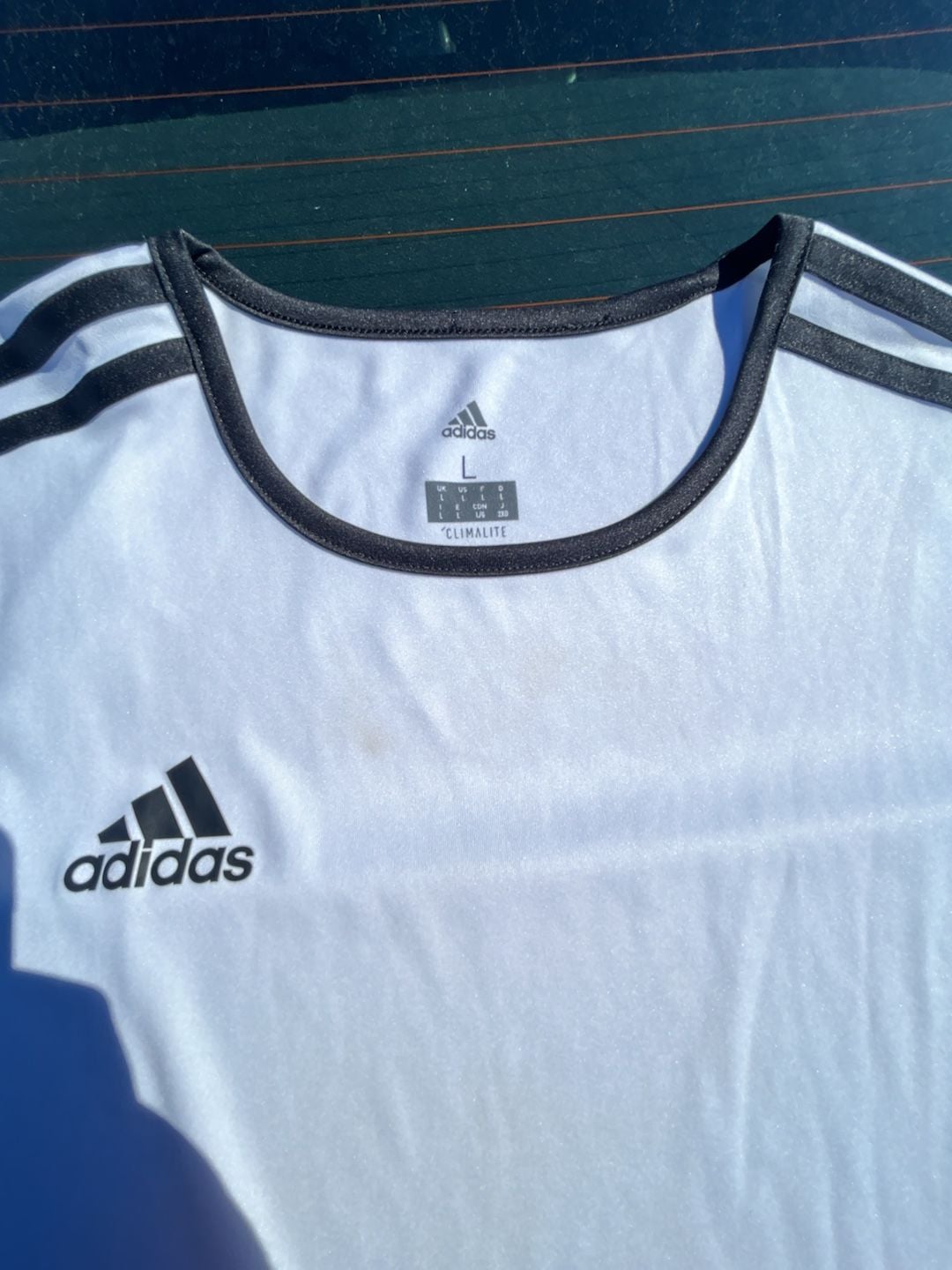 Adidas Climalite T-Shirt Size L White Black Athletic Jersey 3