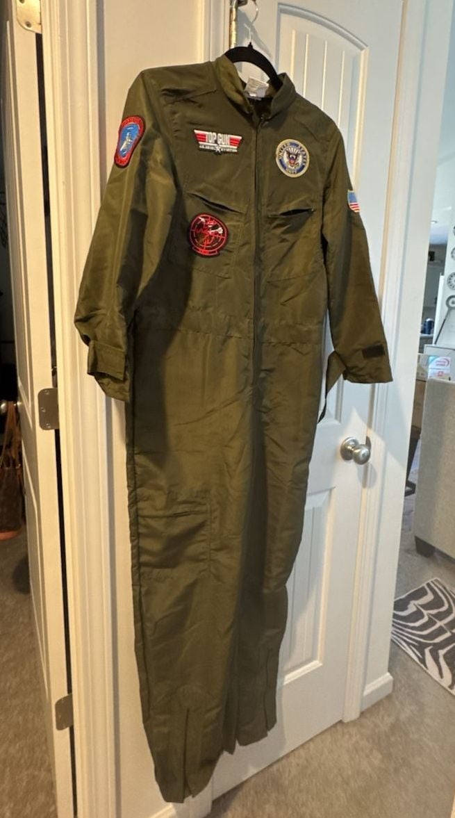 America's Navy Top Gun Flight Suit Size S Green Jumpsuit Costume 2