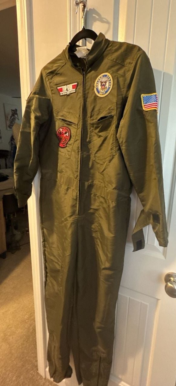 America's Navy Top Gun Flight Suit Size S Green Jumpsuit Costume 3