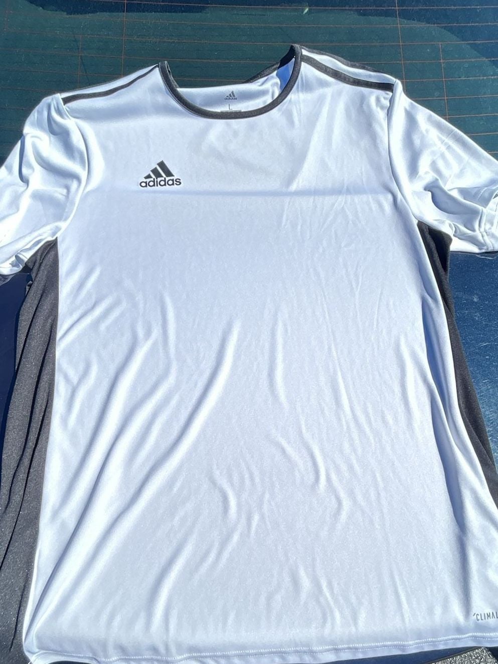 Adidas Climalite T-Shirt Size L White Black Athletic Jersey 2