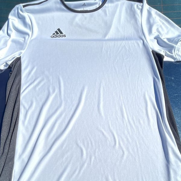 Adidas Climalite T-Shirt Size L White Black Athletic Jersey