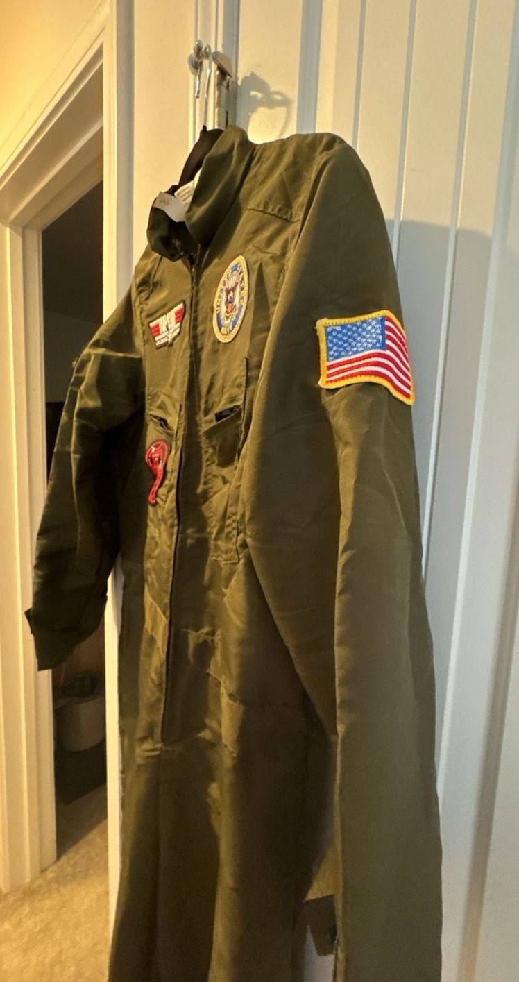 America's Navy Top Gun Flight Suit Size S Green Jumpsuit Costume 5