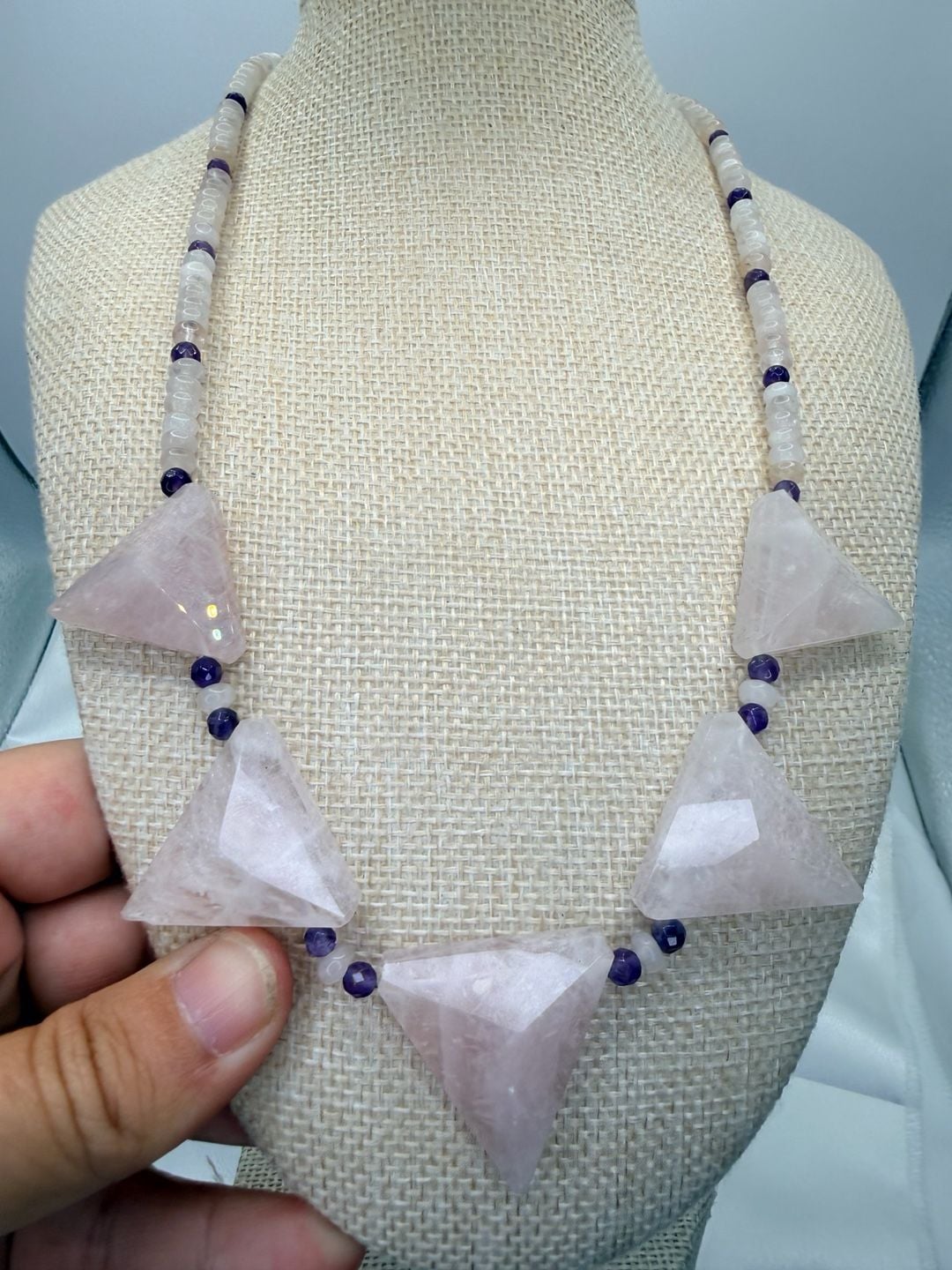 DRT Jay King Rose Quartz Amethyst Sterling Silver Necklace 20 Inch 2