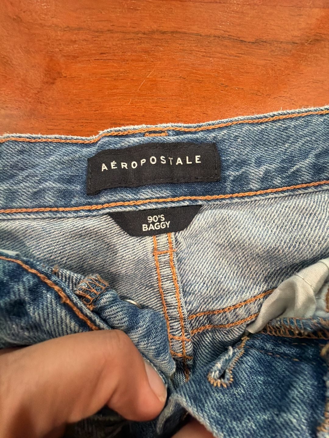 Aeropostale 90's Baggy Jeans Size 00 Light Wash Distressed 3
