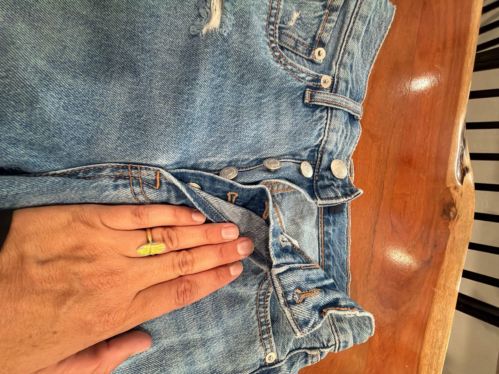Aeropostale 90's Baggy Jeans Size 00 Light Wash Distressed 5