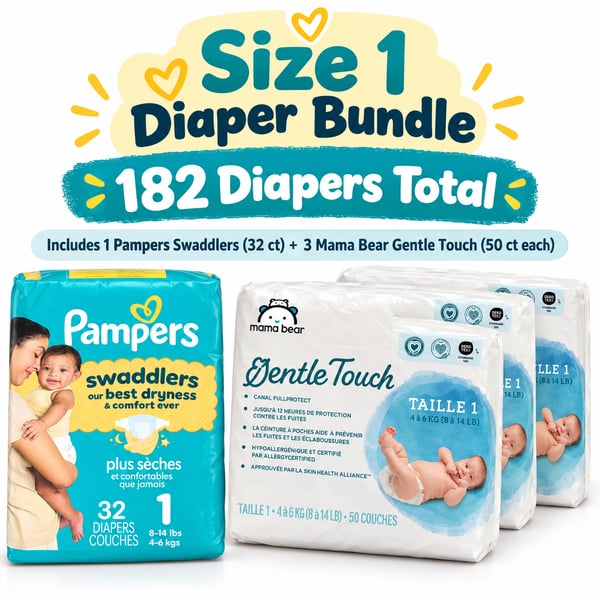 Mama Bear Pampers Gentle Touch Swaddlers Diaper Bundle Size 1 182 Count
